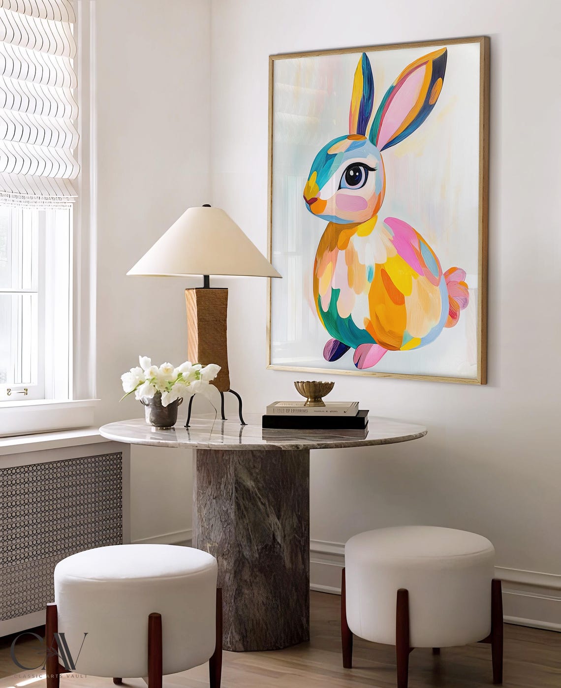 Rabbit Colorful Brushstroke Portrait Nursery Kids Room Wall Art - Image 4