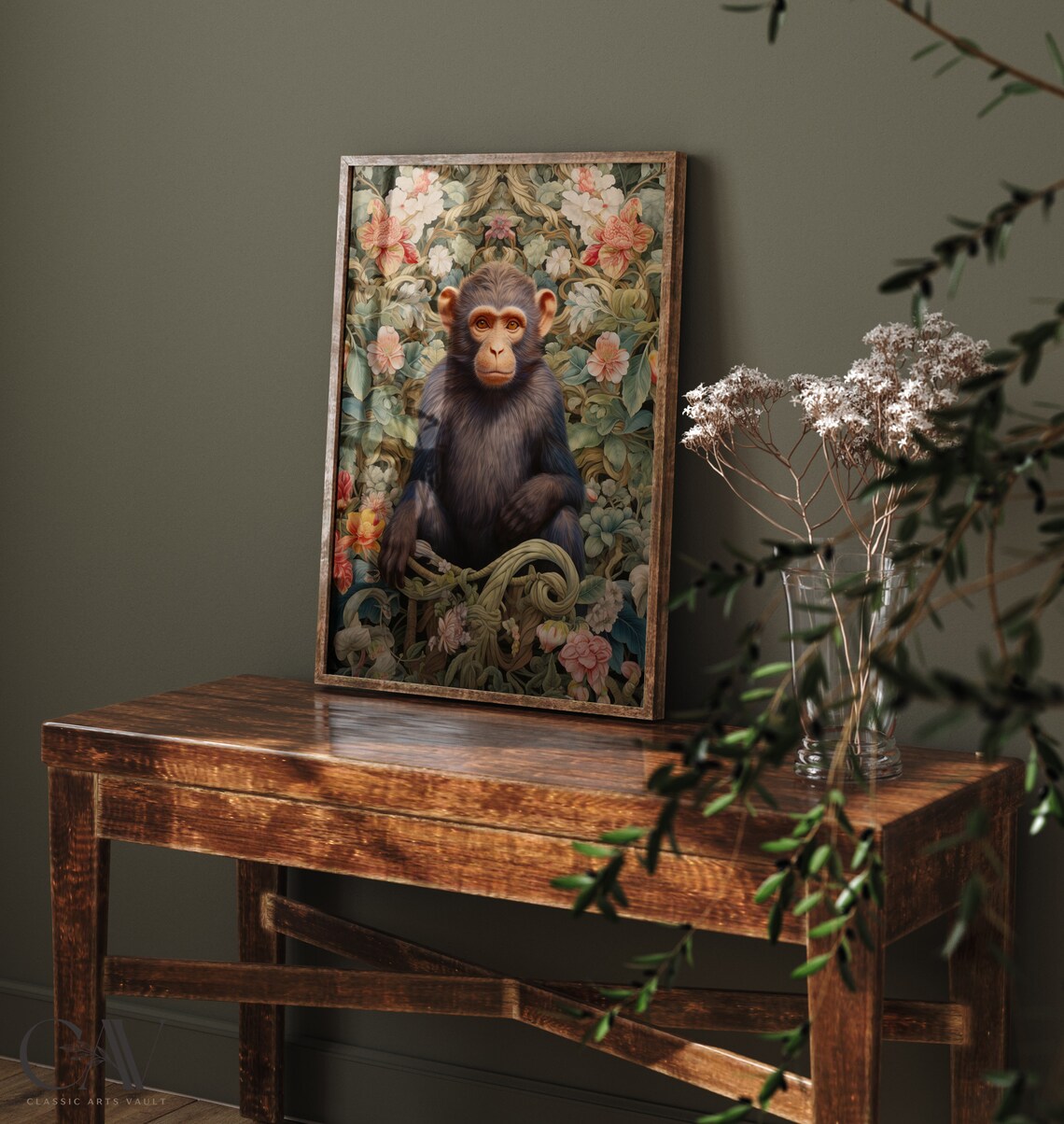 William Morris Inspired Monkey Art Print, Nature