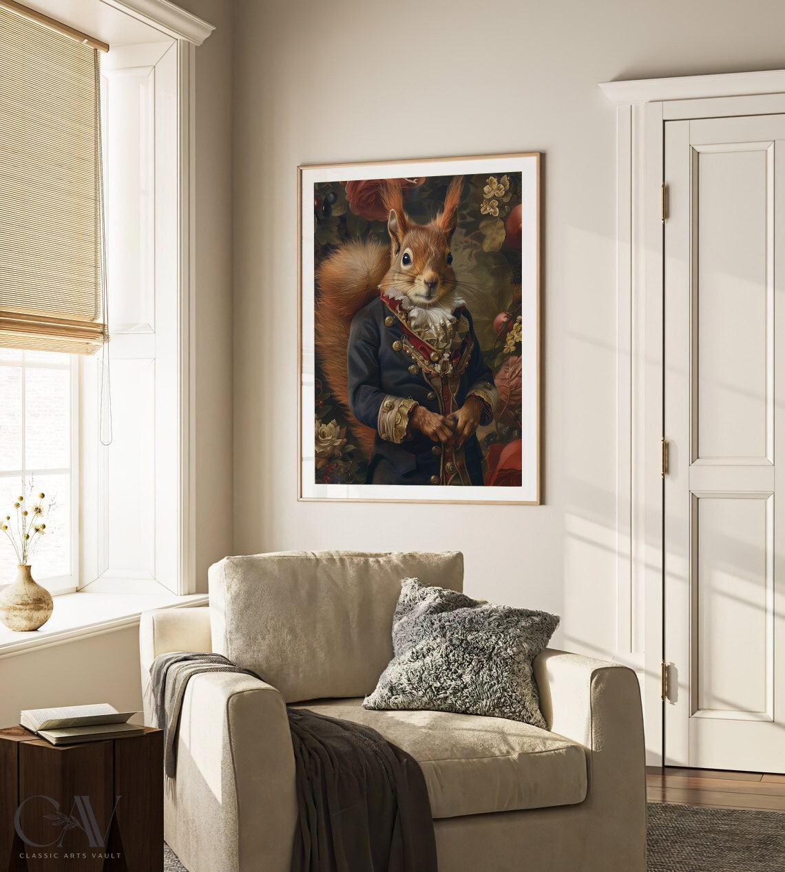 Squirrel Royal Portrait Navy Military Coat Ruff Collar Wall Art - Image 3