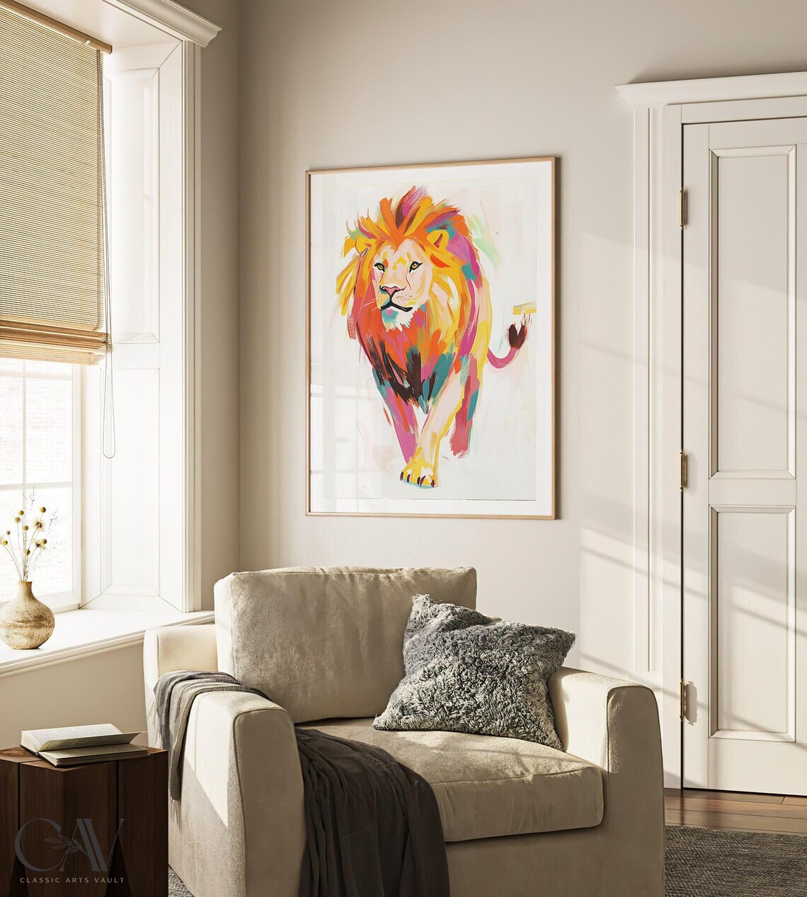 Colorful Standing Lion Modern Pop Art Wildlife Animal Poster - Image 3