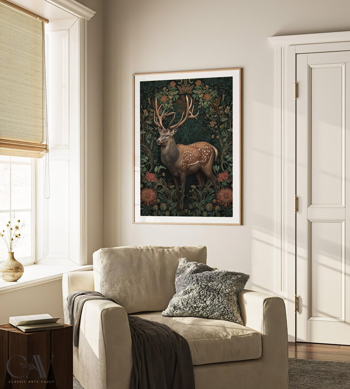 William Morris Inspired Deer Art Print, Nature Wall Art - Image 2