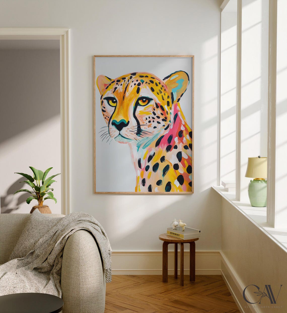 Colorful Cheetah Pop Art Painting Bold Wild Cat Portrait Wall Art - Image 2
