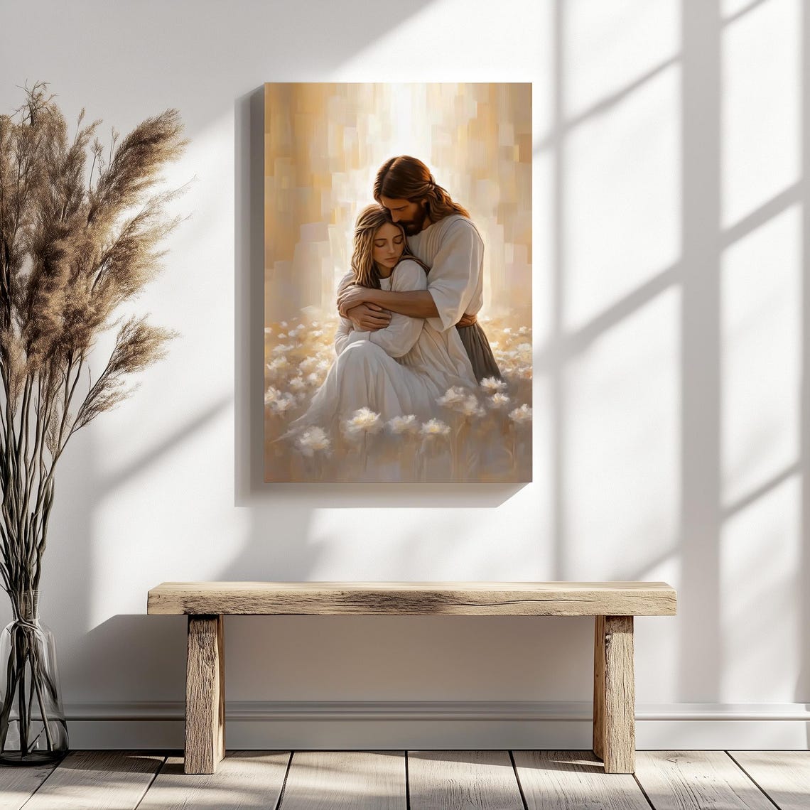 Jesus Christ Hugging Woman Art Christian Home Decor Jesus Painting Jesus Art Print With Girl Modern Catholic Art For Bedroom Bible Art - Image 5
