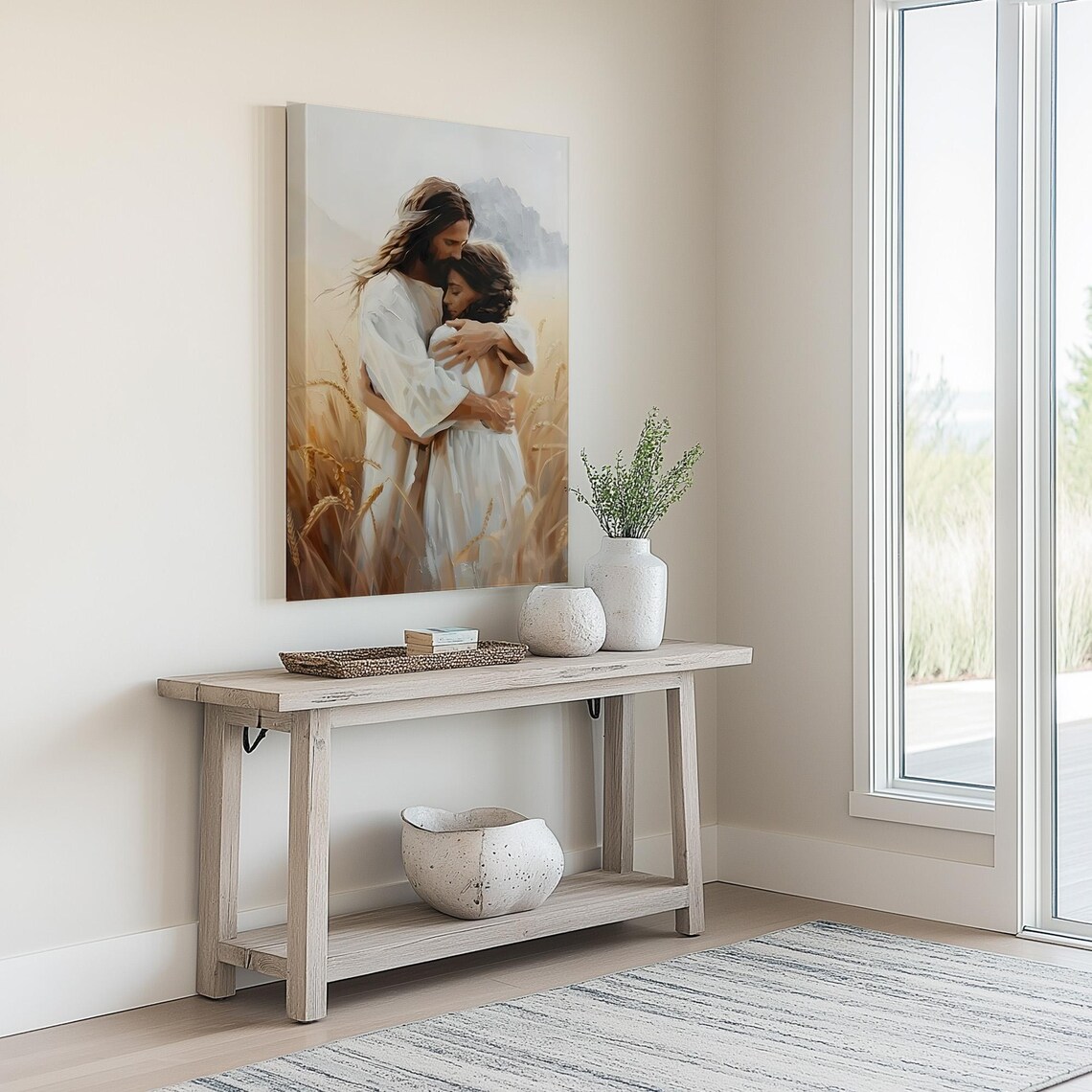 Jesus Christ Embracing Woman In Golden Wheat Field Painting Poster - Image 5
