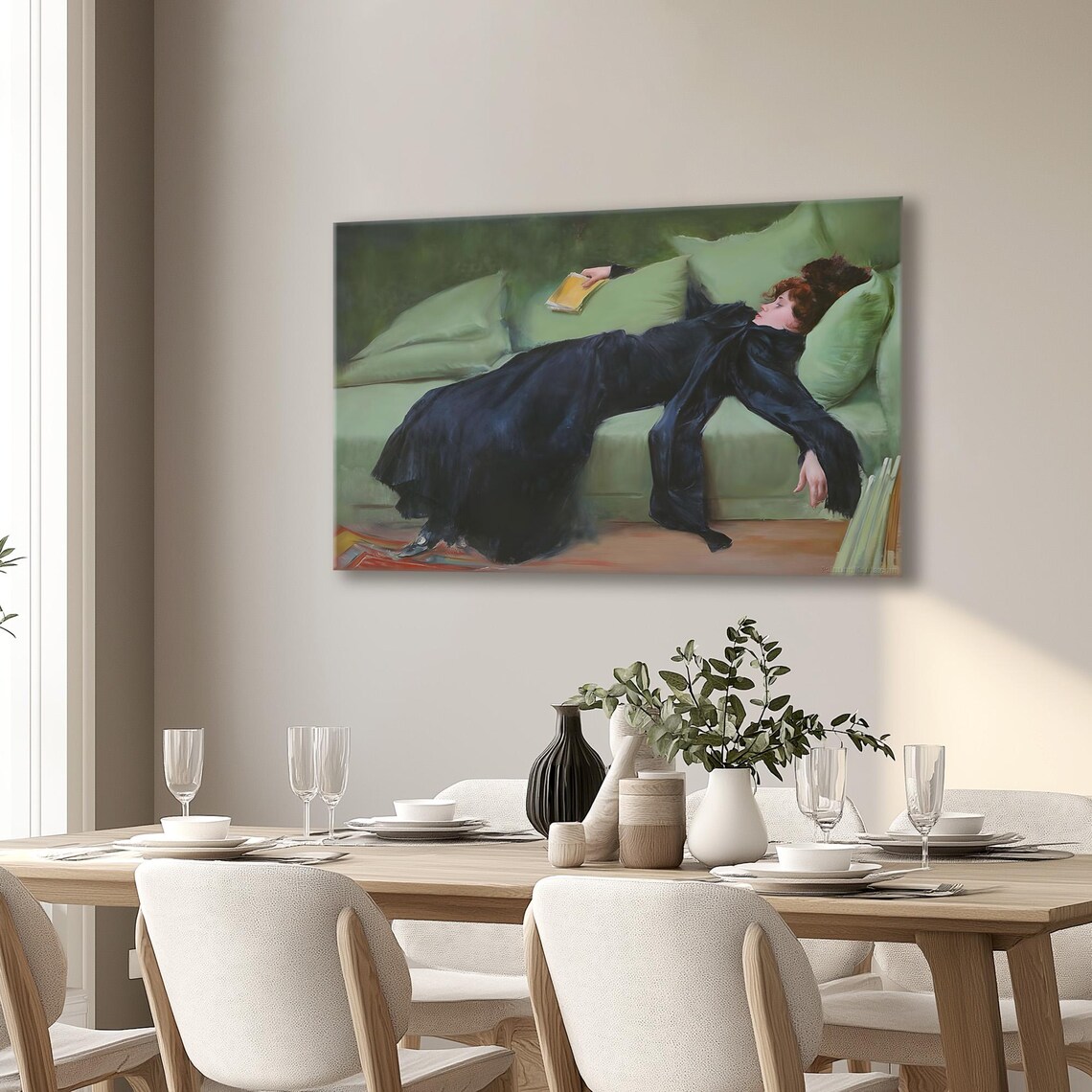 Decadent Young Woman After Dance Vintage Green Portrait Wall Art - Image 6