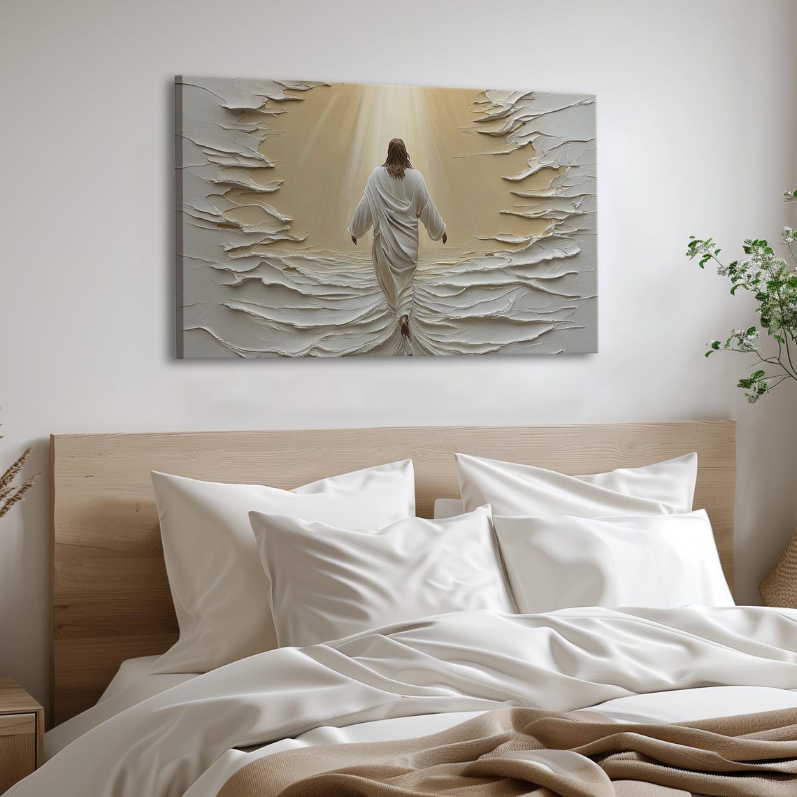Jesus Walking On Water In Thick 3D Impasto Relief Artwork Poster - Image 5