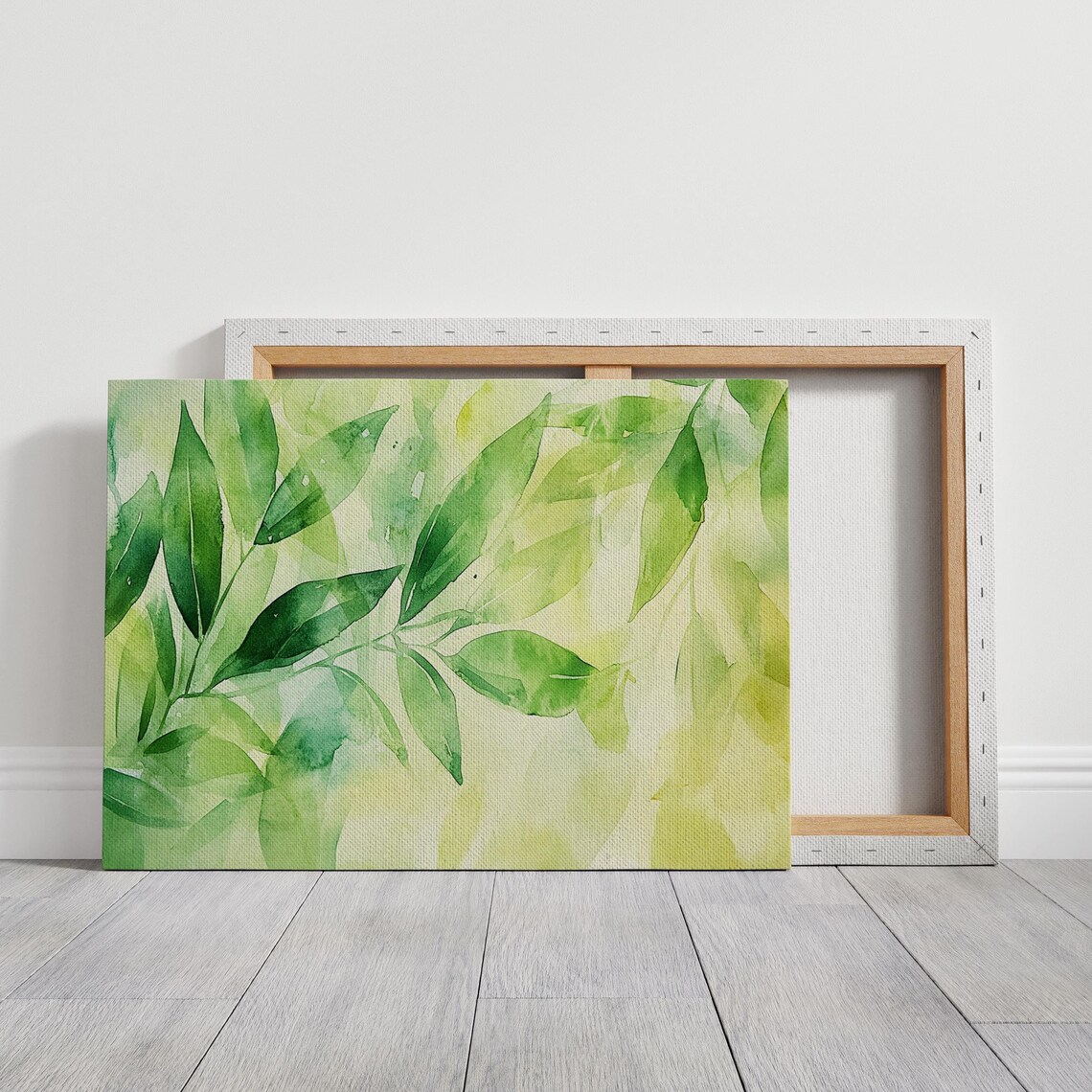 Watercolor Green Leaf Design, Botanical Wall Art