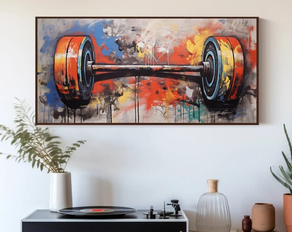 Barbell Graffiti Art Urban Gym Motivation Workout Painting Poster