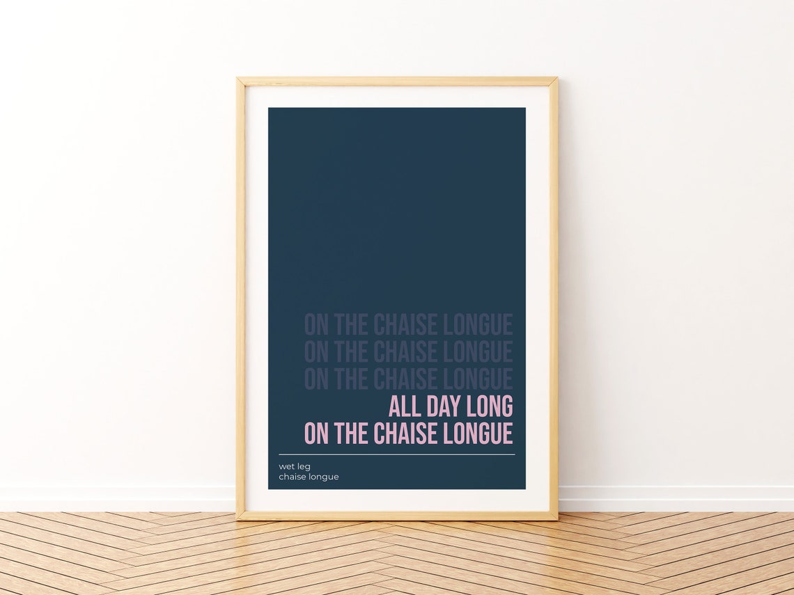 Wet Leg Chaise Longue Lyrics Navy Pink Minimalist Music Art Poster