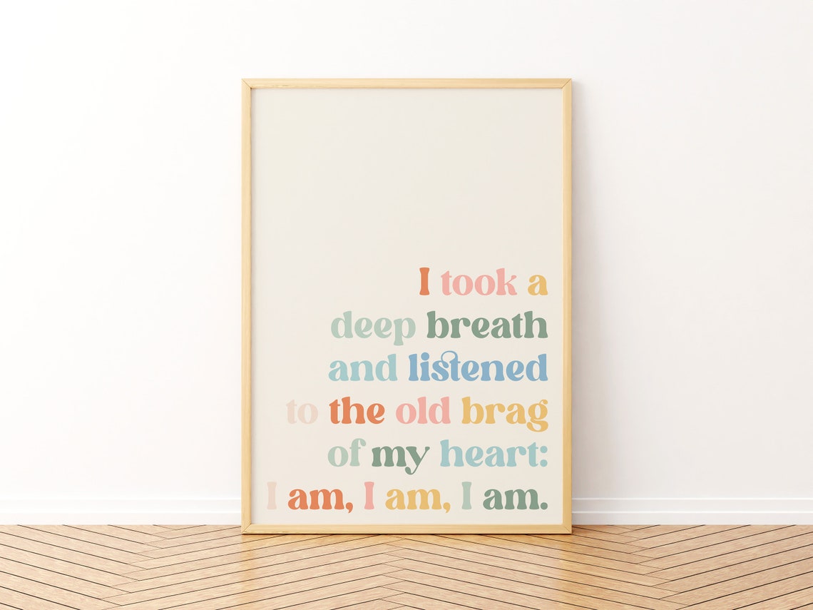 Sylvia Plath The Bell Jar I Am Quote Colorful Typographic Poster