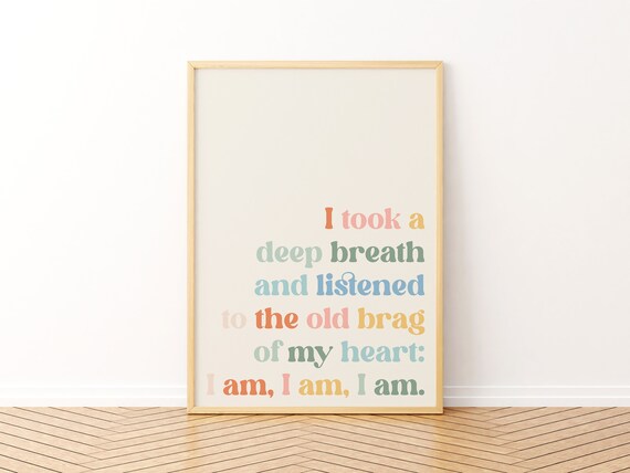 Sylvia Plath The Bell Jar I Am Quote Colorful Typographic Poster
