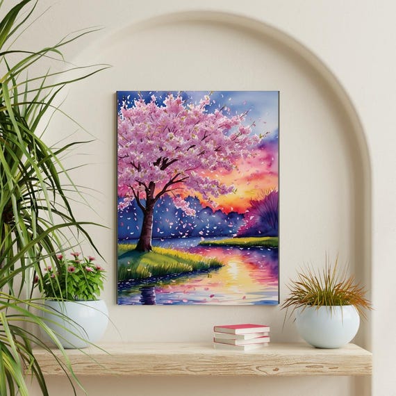 Cherry Blossom Art Print Vibrant Floral Gicle Poster