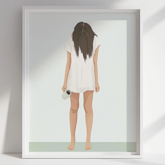 Tired Mom Funny Coffee Print Motherhood Kitchen Watercolor Illustration Mother Gift Print Decor Wife Wall Art Poster