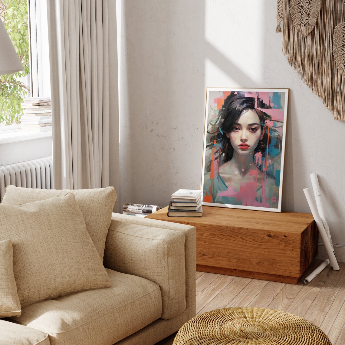 Abstract Woman Portrait Poster with Pink and Blue Painterly Strokes - Image 2
