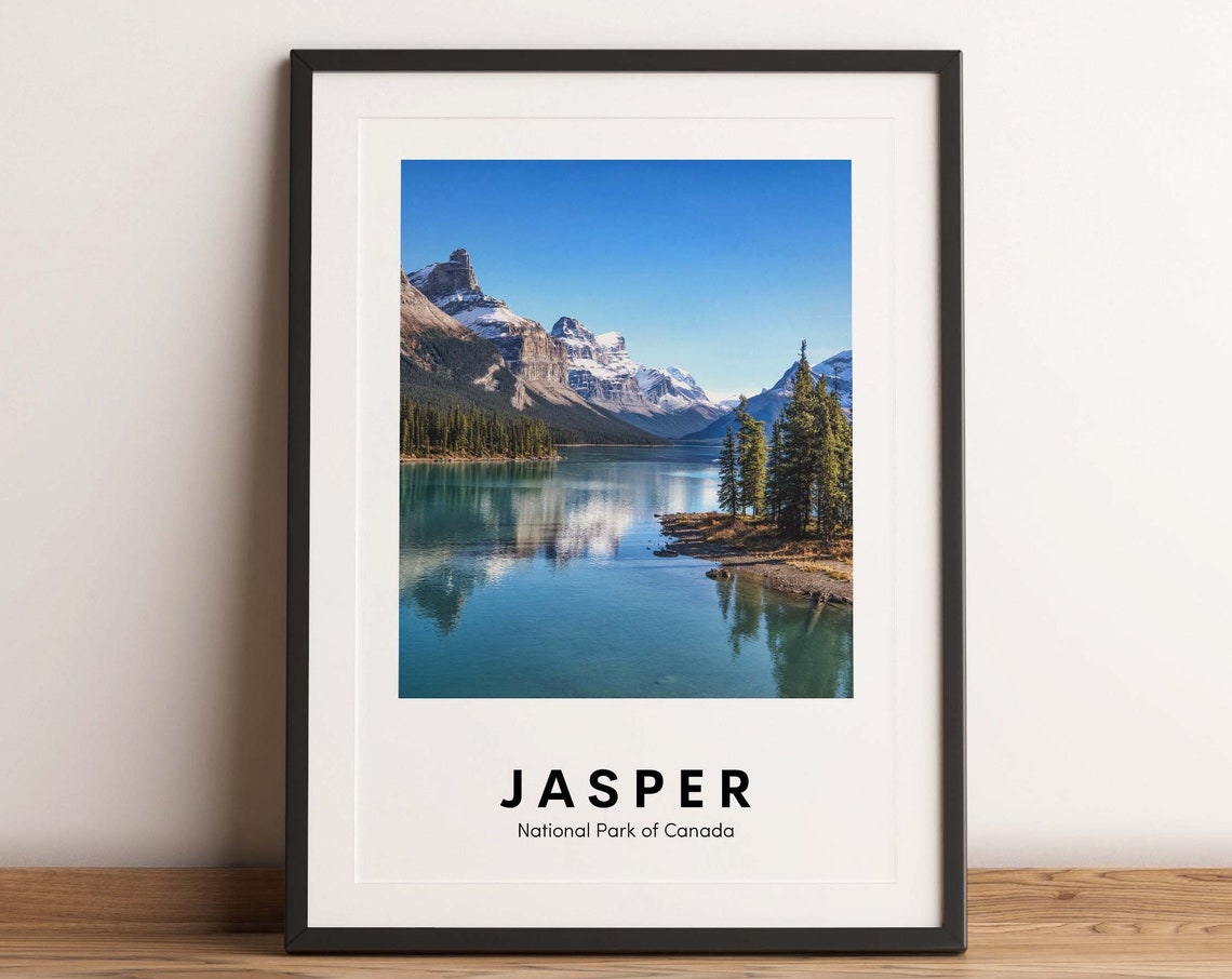 Jasper National Park Poster of Canada Mountain Lake Reflection
