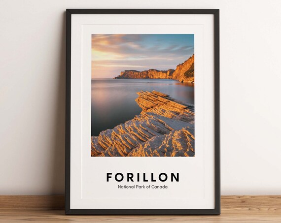 Forillon National Park Canada Golden Sunset Cliffs Coastal Poster