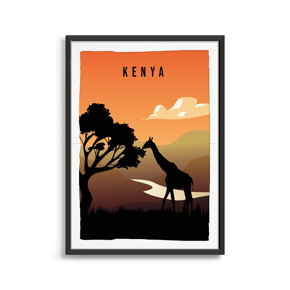 Kenya Travel Poster, African Cultural Wall Art