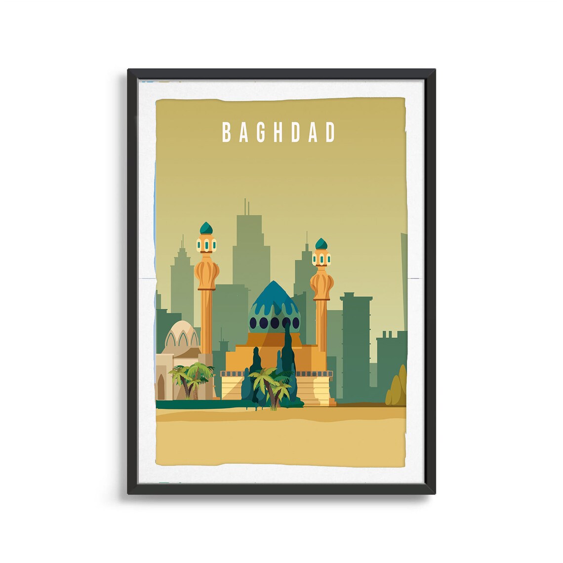 Baghdad City Poster, Travel Illustration Art Print