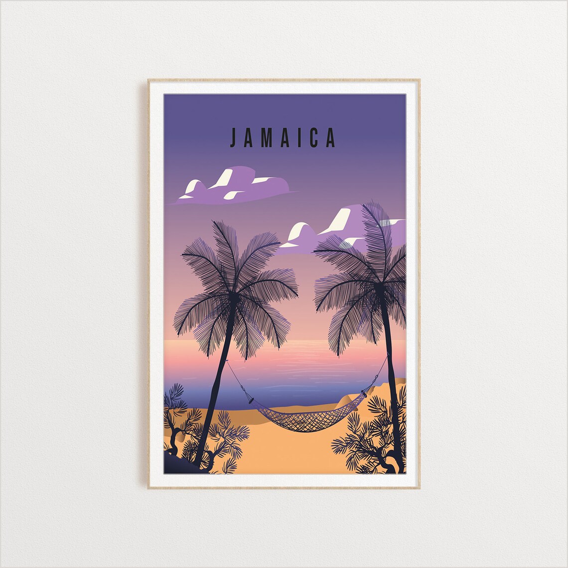 Jamaica Travel Poster, Country Illustration Art Print