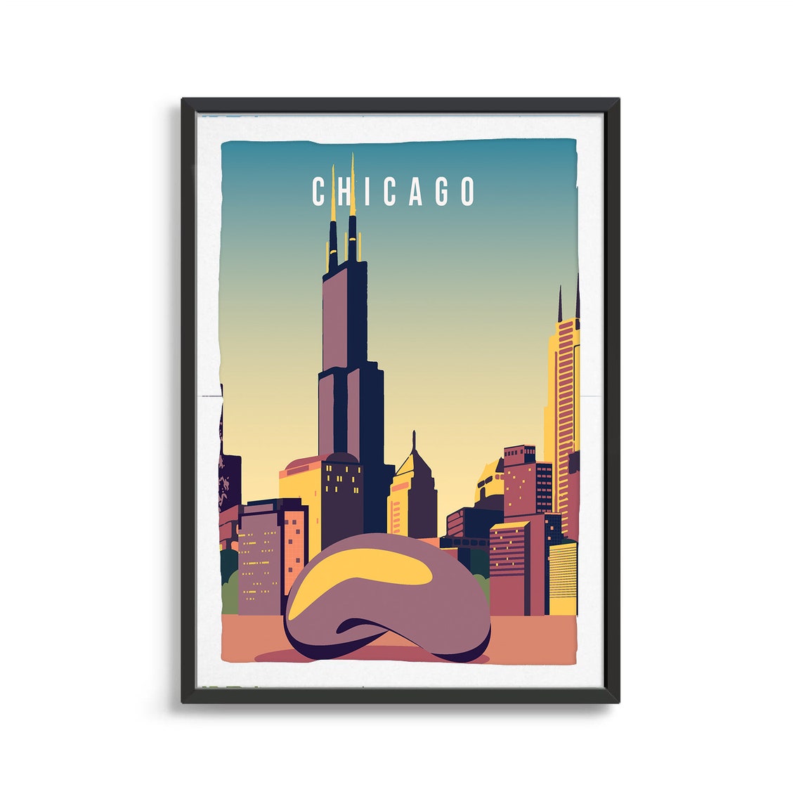 Chicago City Poster City Art City Wall Art City Print City Poster City Print Travel Gift Travel Illustration - Image 2