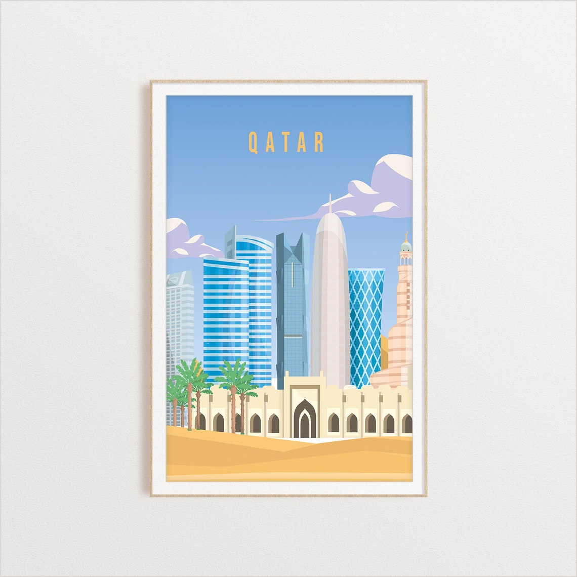 Qatar Country Poster Country Art Country Wall Art Country Print Country Poster Country Print Travel Gift Qatar Travel Illustration - Image 2