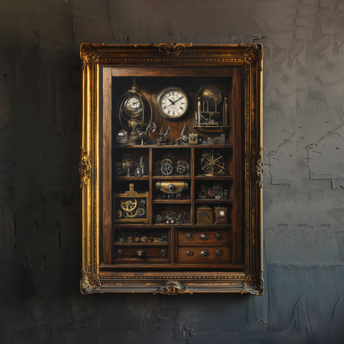 Steampunk Cabinet Of Curiosities Art Print