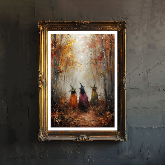 Witches in the Wood Poster, Dark Academia Gothic Decor