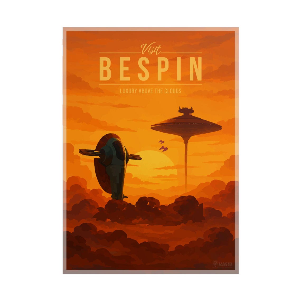 Visit Bespin Star Wars Cloud City Sunset Sci Fi Travel Art Poster