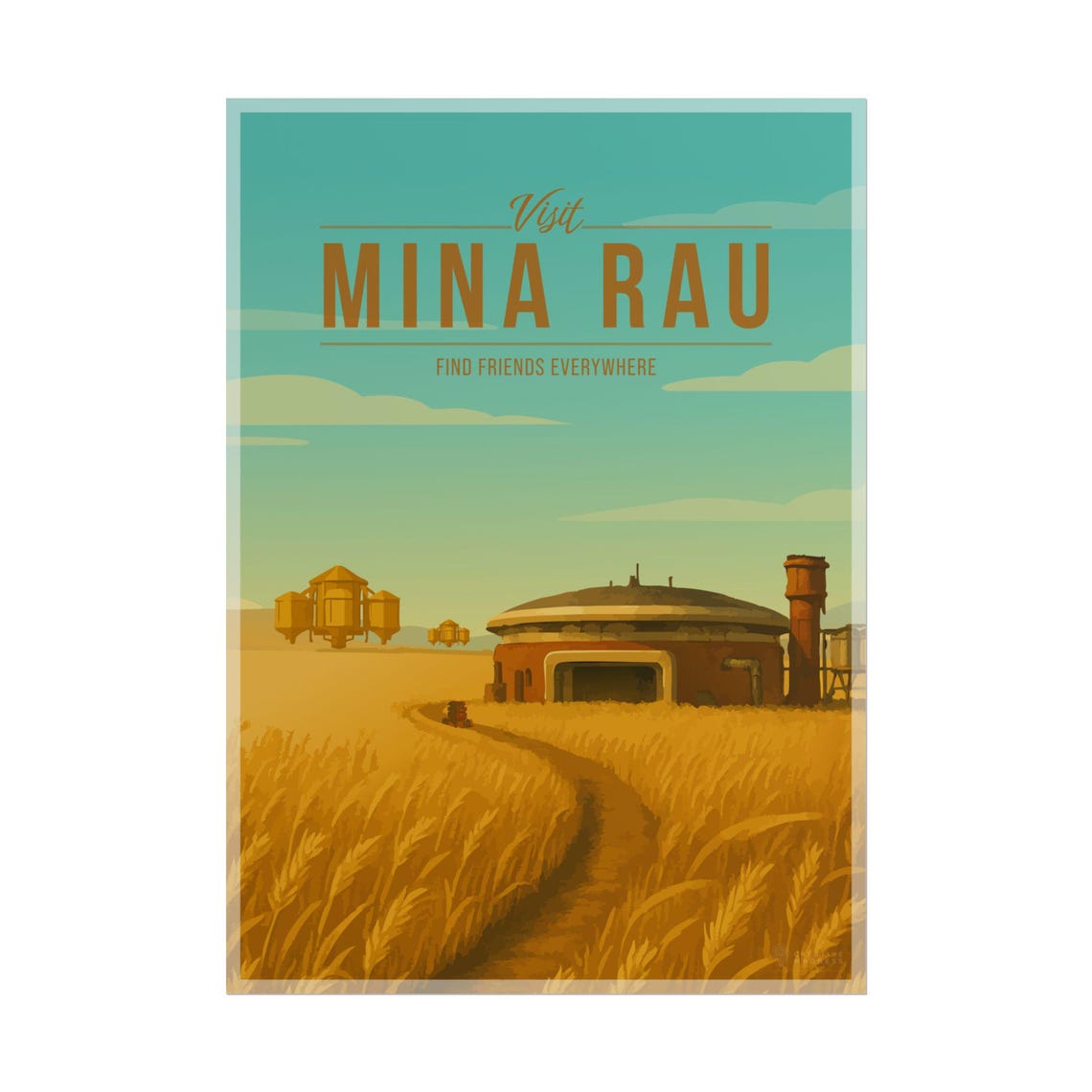 Visit Mina Rau Find Friends Everywhere Retro Sci Fi Travel Poster