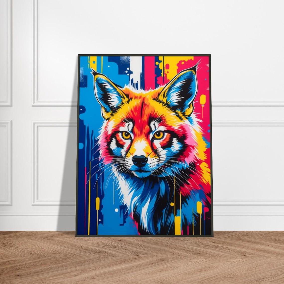 Bold Colorful Fox Pop Art Portrait Vibrant Abstract Animal Poster