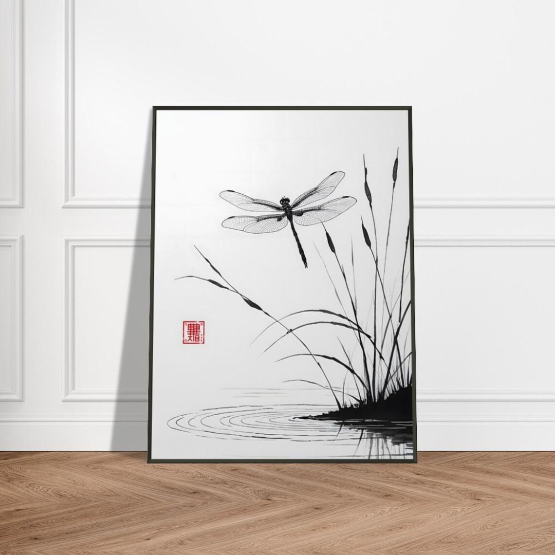 Dragonfly Japanese Ink Wash Art Print
