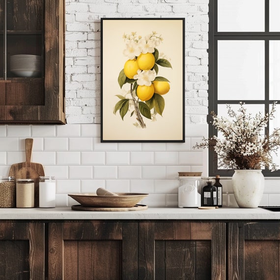 Vintage Citrus Print Set, Botanical Poster Print