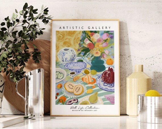 Kitchen Wall Art Dining Room Wall Decor Still Life Poster Fruit Wall Art Table Food Print Colorful Kitchen Poster