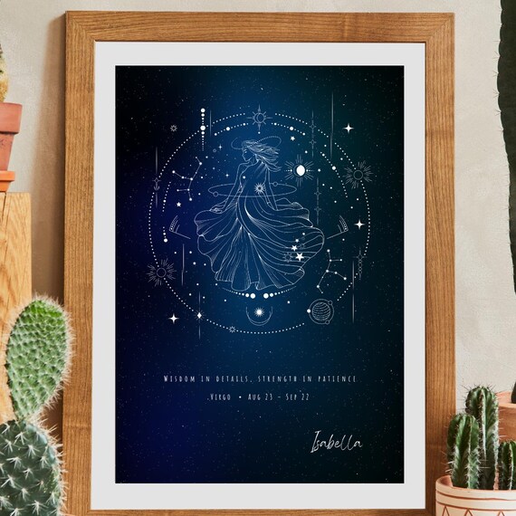 Custom Virgo Zodiac Constellation Print Personalized Astrology Art