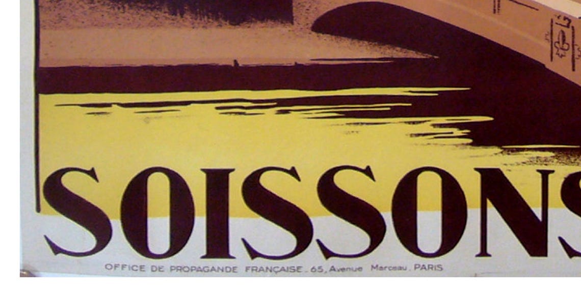 Soissons France Cathedral River Bridge Vintage Railway Poster - Image 2