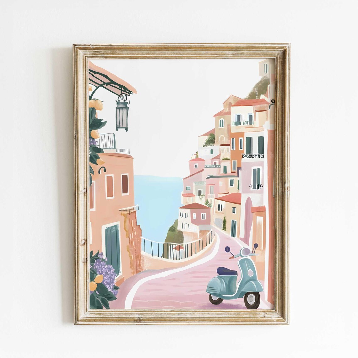 Romantic Italian Village Watercolor Art Print