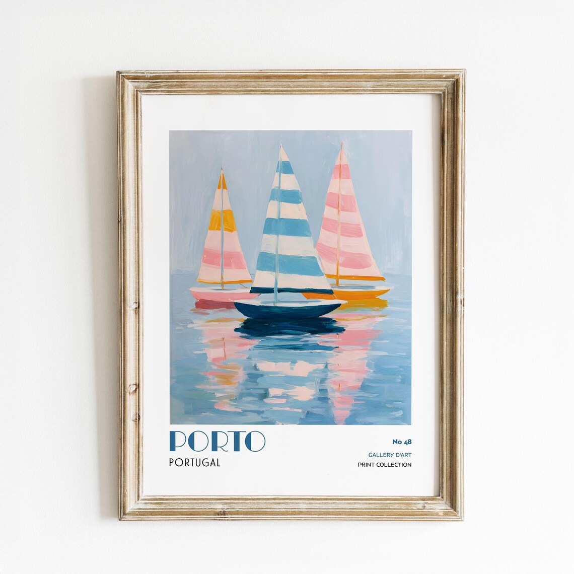 Porto Portugal Colorful Sailboat Nautical Coastal Painting Poster