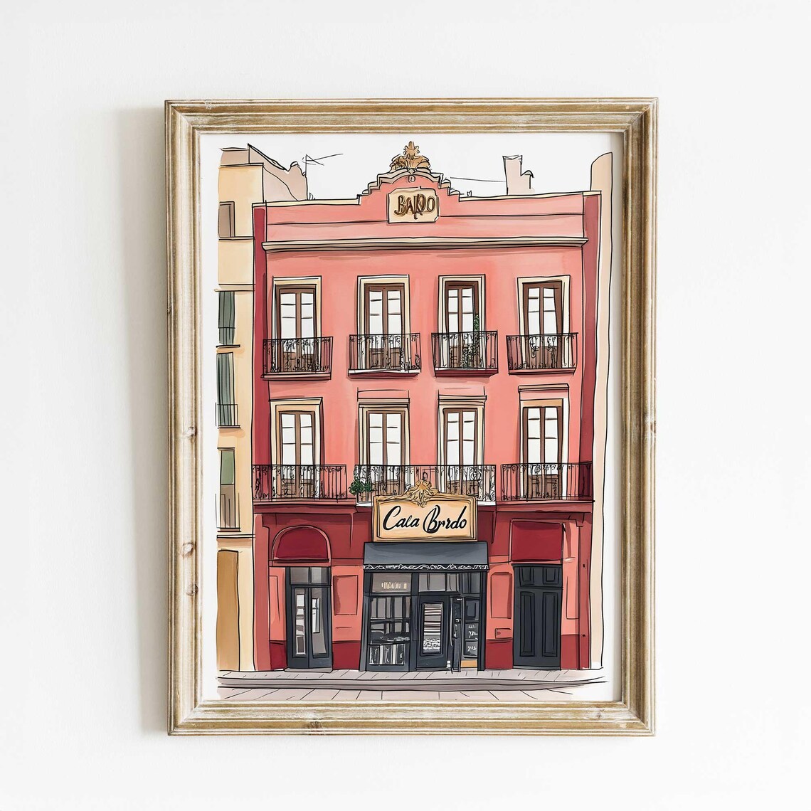 Cata Bardo Coral Spanish Historic Building Facade Street Art Poster