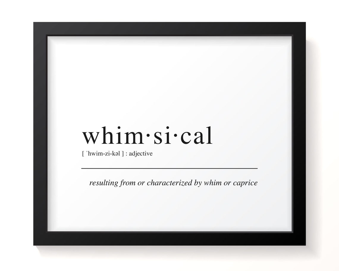 Whimsical Word Definition Dictionary Typography Black White Poster