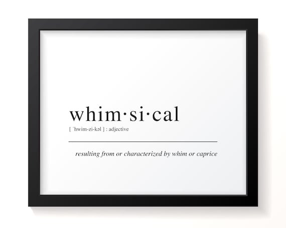 Whimsical Word Definition Dictionary Typography Black White Poster