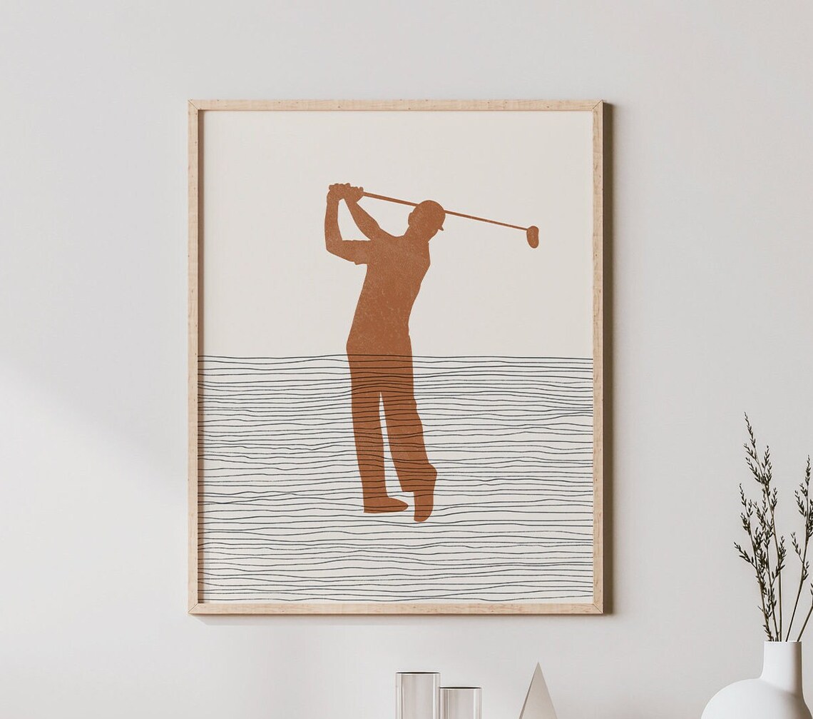 Boho Golfer Print, Minimalist Golf Illustration