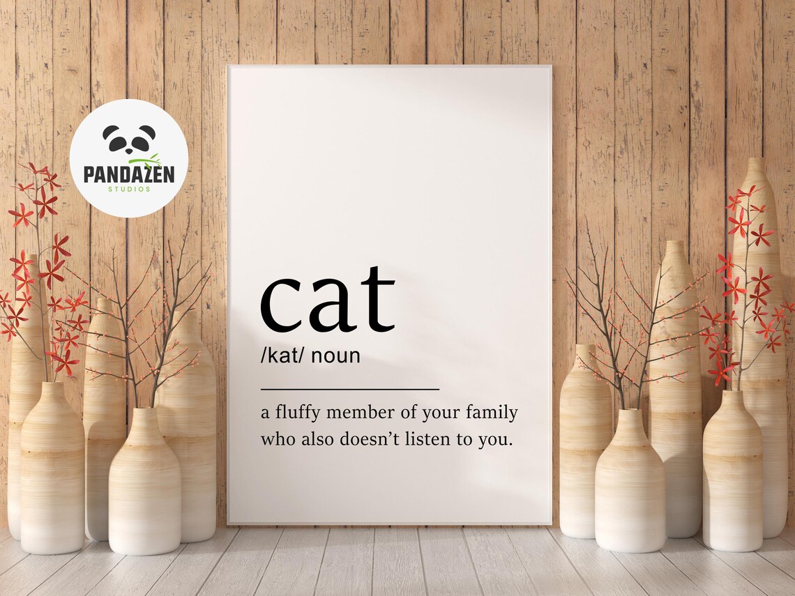 Cat Definition Fluffy Family Member Funny Pet Typography Poster - Image 3