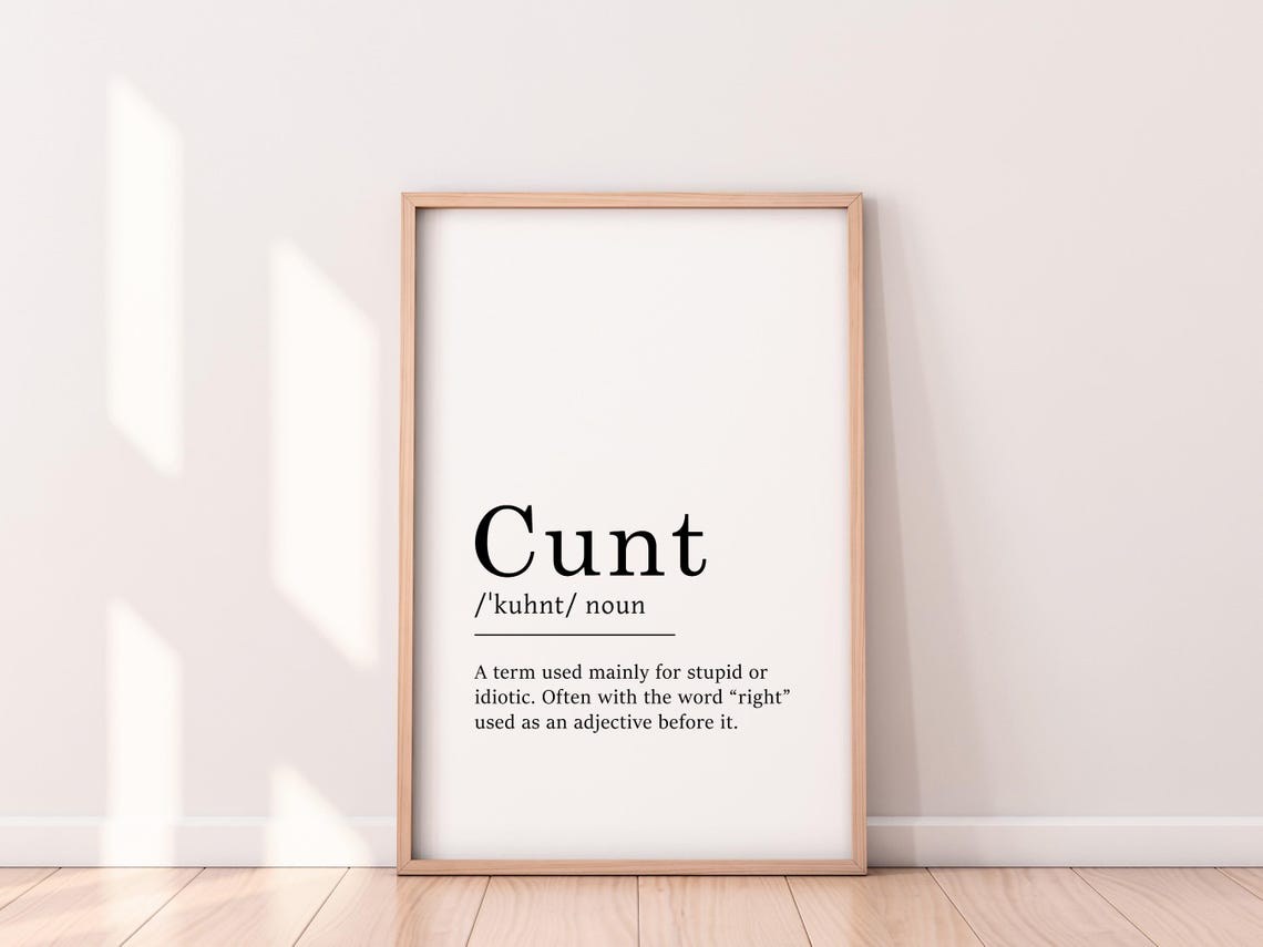 Cunt Swearing Slang Word Funny Adult Dictionary Typography Poster