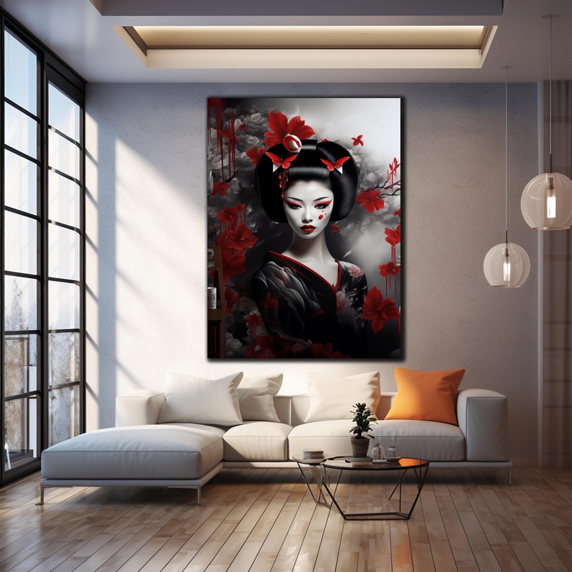 Geisha Wall Art Tempered Glass Wall Art Japanese Wall Art Woman Wall Art Housewarming Gifts Home Decor Geisha Wall Decor Japanese Glass Art - Image 4