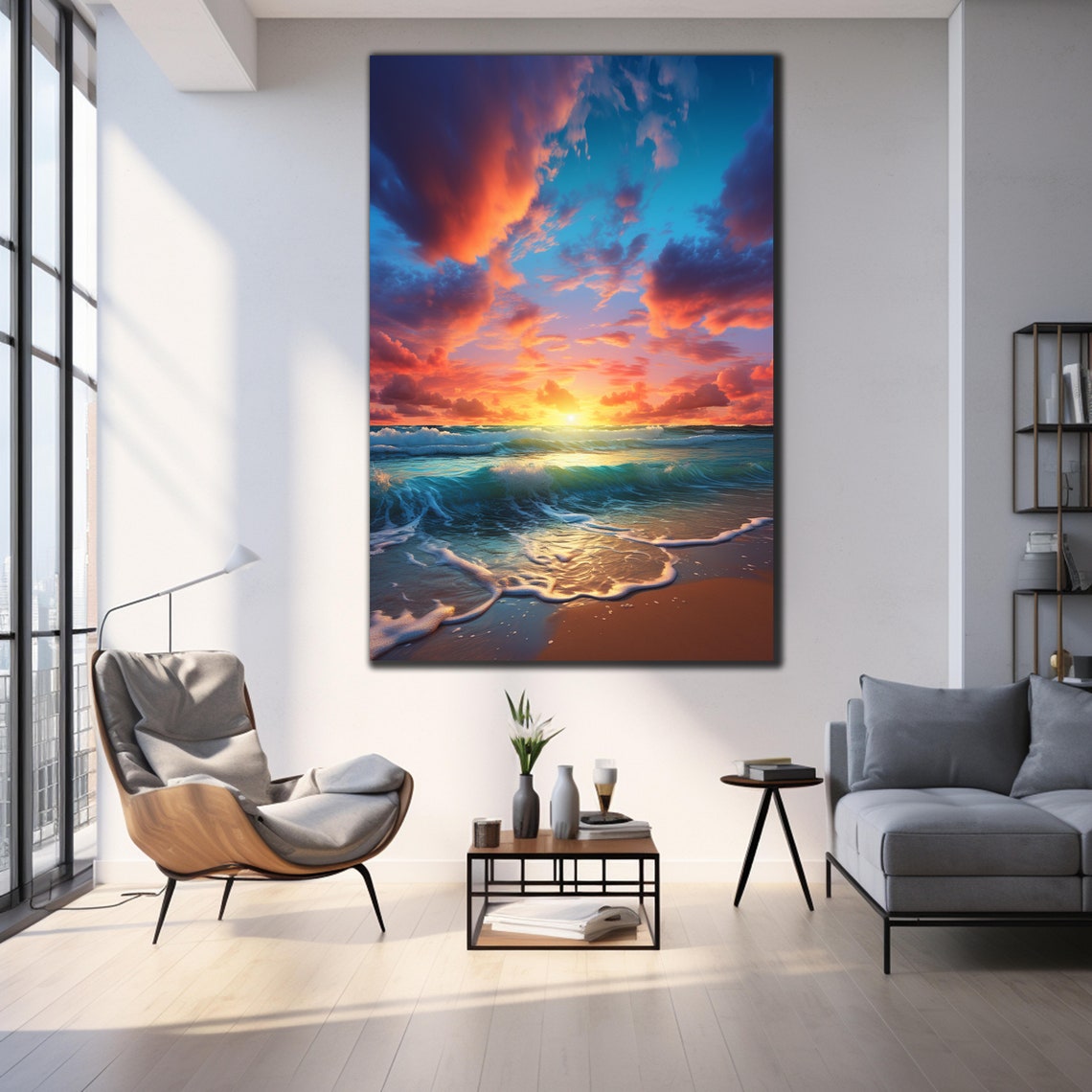 Ocean Sunset Waves Golden Clouds Tropical Beach Nature Travel Poster - Image 4