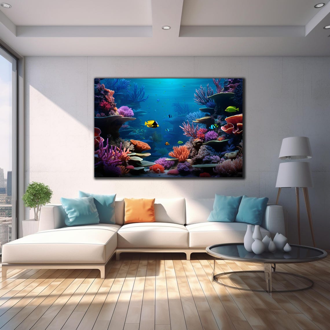 Colorful Coral Reef Tropical Fish Bright Orange Purple Ocean Poster - Image 4