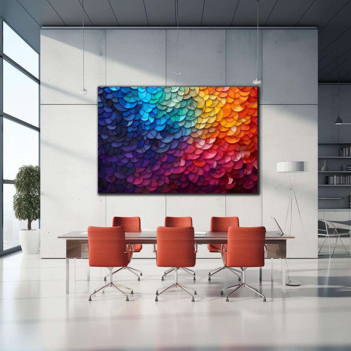 Rainbow Fish Scale Mosaic Abstract Gradient Colorful Modern Poster - Image 2