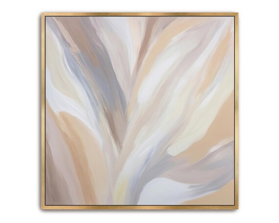 Hand-Painted Neutral Abstract Art Print, Beige and Gray