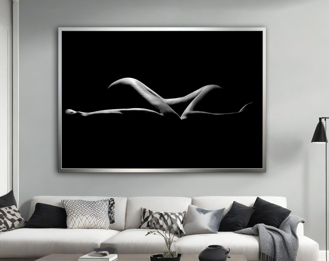 Black White Nude Woman Body Photo Artistic Silhouette Fine Art Wall Poster
