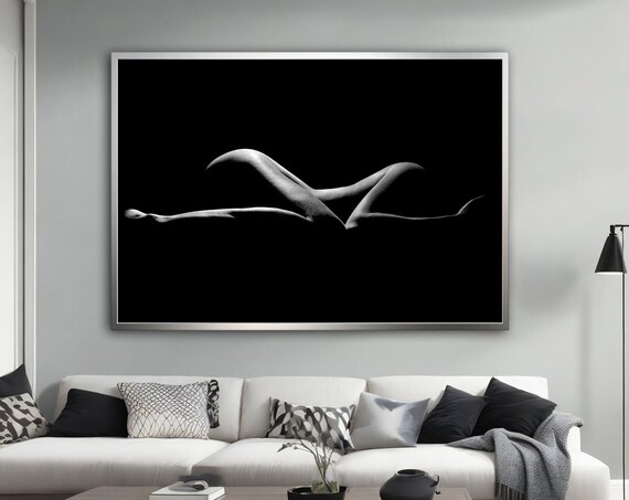 Black White Nude Woman Body Photo Artistic Silhouette Fine Art Wall Poster